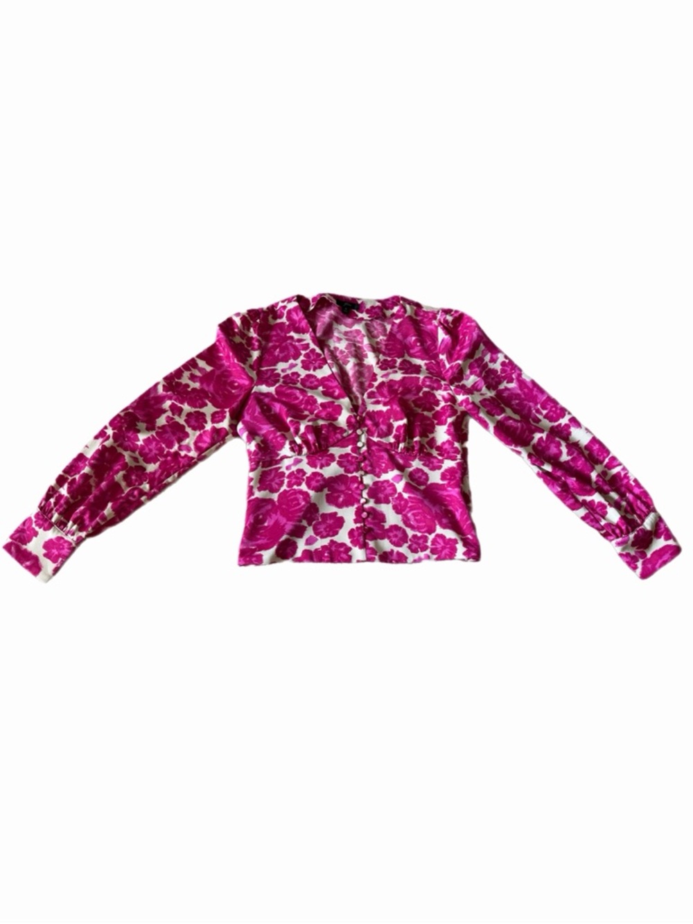 J. Crew Hot Pink and White Floral Print Blouse